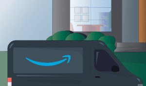 an animated amazon van